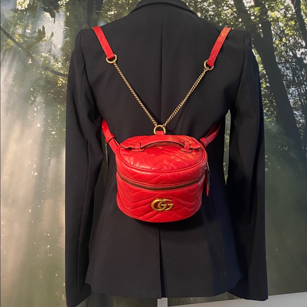 GUCCI GG Marmont Matelassé Mini Round Backpack COA